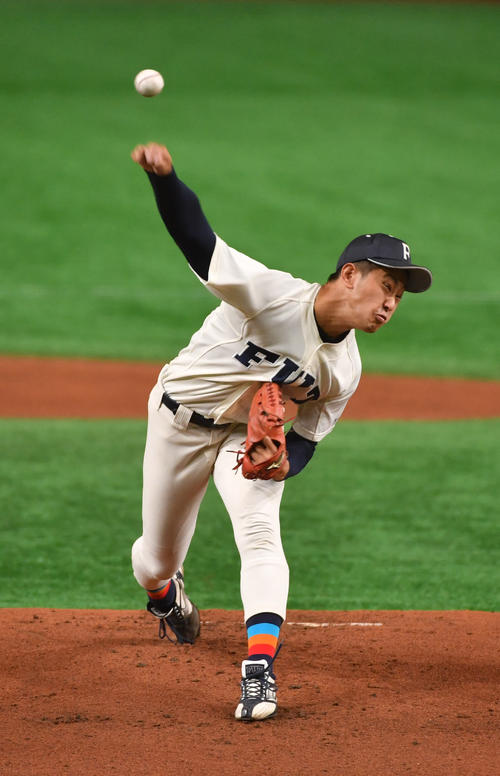 上武大対福井工大　先発の福井工大・立石（撮影・柴田隆二）