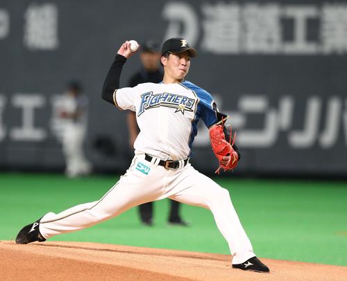 日本ハム対広島　日本ハム先発の吉田輝（撮影・黒川智章）