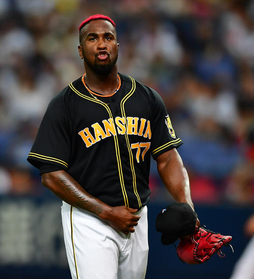 オリックス対阪神　4回を終えるもオリックスに先制を許し悔しげな顔をみせるオネルキ・ガルシア（撮影・清水貴仁）