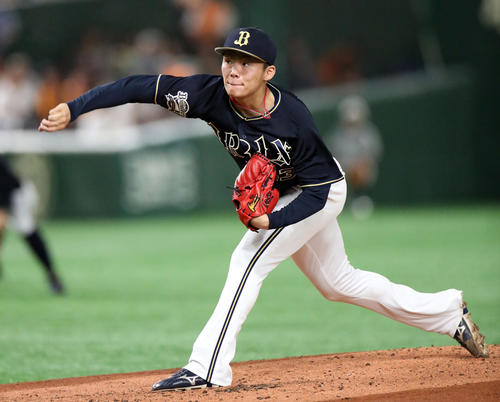巨人対オリックス　オリックス先発の山本（撮影・狩俣裕三）