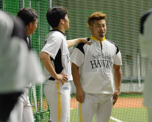 右広背筋・大円筋の部分損傷と診断されリハビリ組に合流した森唯斗（2019年6月18日撮影・今浪浩三）