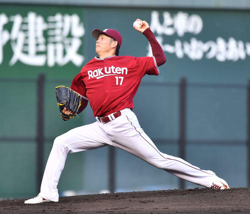 阪神対楽天　楽天先発の塩見（撮影・上田博志）