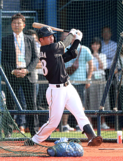 DeNA対日本ハム　フリー打撃する日本ハム吉田輝（撮影・鈴木正人）