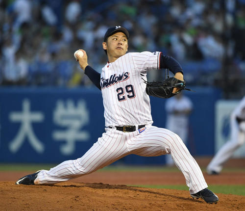 ヤクルト対ソフトバンク　7回2失点で2勝目を挙げたヤクルト小川（撮影・鈴木みどり）