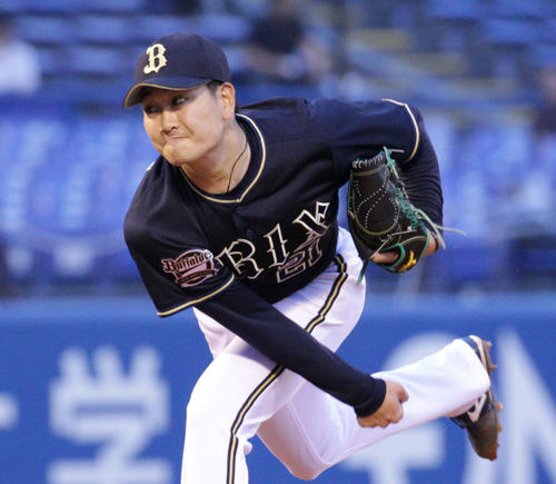 ヤクルト対オリックス　先発で登板し力投するオリックス竹安（撮影・中島郁夫）