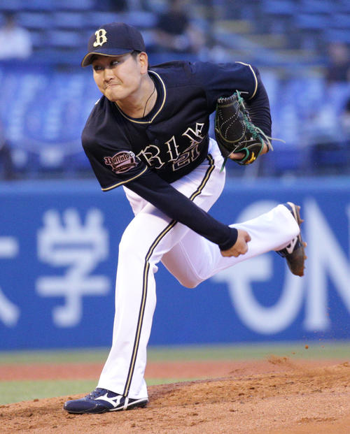 ヤクルト対オリックス　先発で登板し力投するオリックス竹安（撮影・中島郁夫）