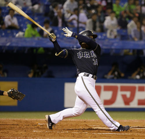 ヤクルト対オリックス　7回表オリックス1死、本塁打を放つ吉田正（撮影・中島郁夫）