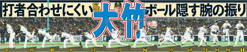 ソフトバンク大竹の投球連続写真