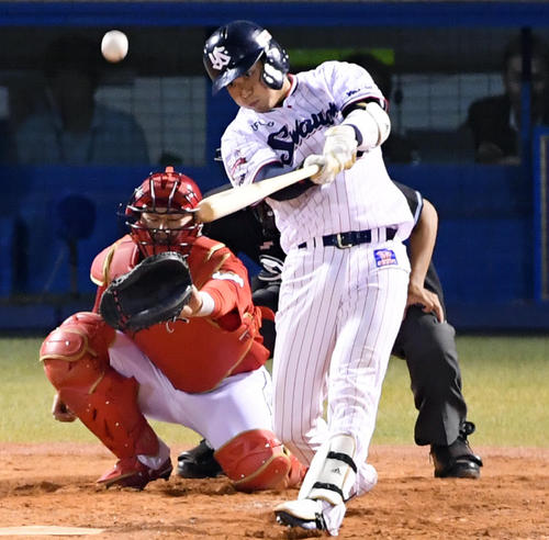 ヤクルト山田哲人（2019年4月27日撮影）