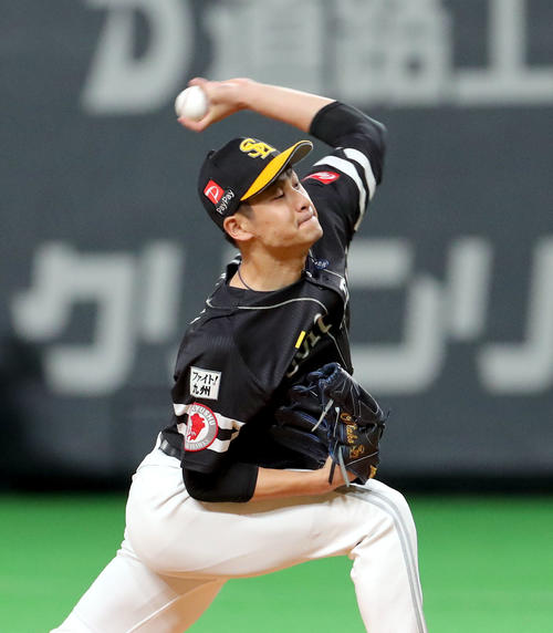日本ハム対ソフトバンク　ソフトバンク先発の大竹（撮影・佐藤翔太）