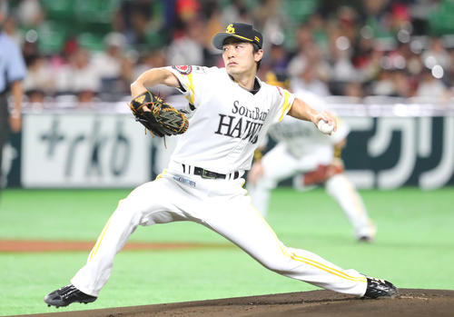 ソフトバンク先発の和田（撮影・梅根麻紀）