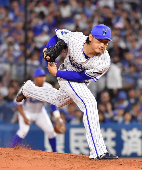 DeNA対阪神　DeNA2番手の石田（撮影・上田博志）