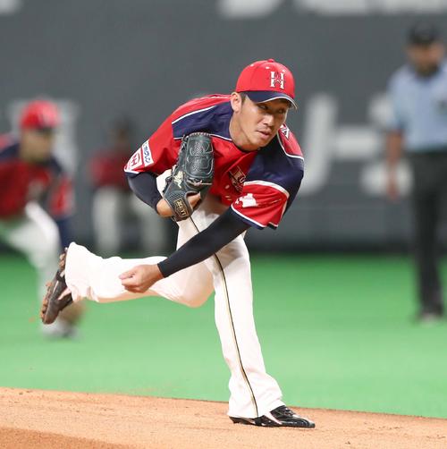 日本ハム対西武　力投する日本ハム先発の吉川（撮影・黒川智章）