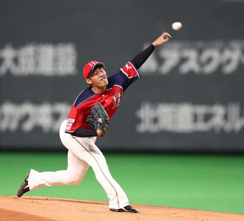 日本ハム対西武　日本ハム先発の吉川（撮影・黒川智章）