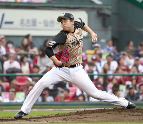 楽天対日本ハム　日本ハム先発の堀（撮影・黒川智章）