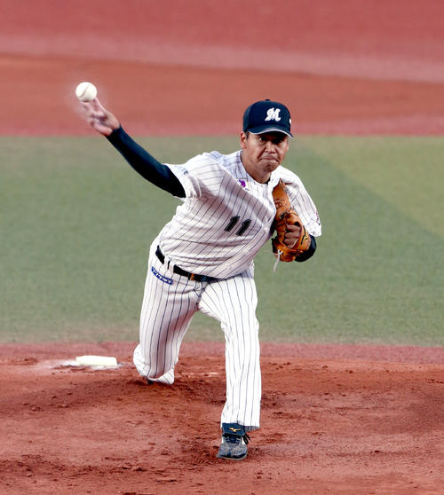 ロッテ対日本ハム　ロッテ先発の佐々木（撮影・佐藤翔太）