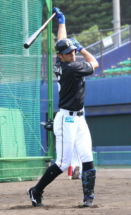 2軍の全体練習に参加した日本ハム大田（撮影・木下大輔）