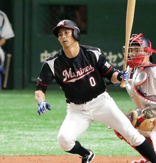 12日、オールスター第1戦　9回表全パ1死三塁、ロッテ荻野貴は左適時打を放つ（撮影・浅見桂子）
