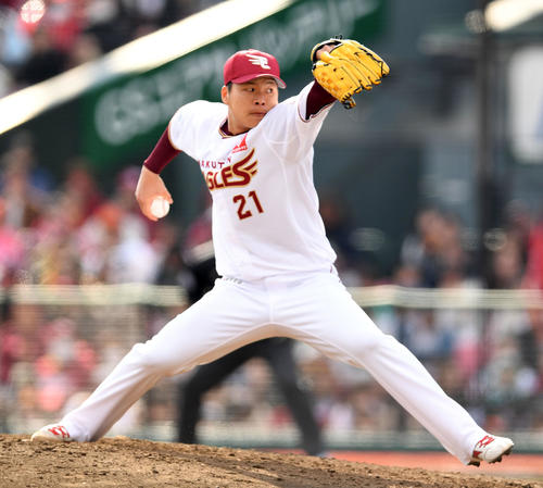 楽天釜田佳直（2018年4月8日撮影）