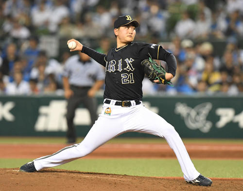 西武対オリックス　力投するオリックス先発の竹安（撮影・山崎安昭）