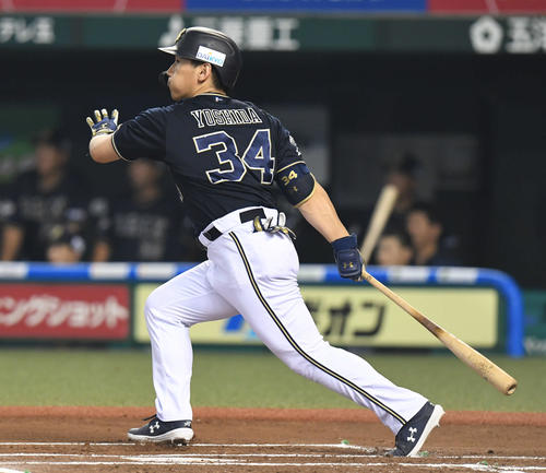 西武対オリックス　6回表オリックス無死、吉田正は中越えソロ本塁打を放つ（撮影・山崎安昭）