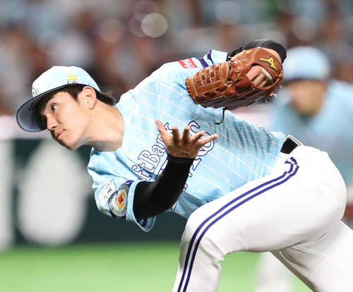 ソフトバンク対ロッテ　先発し5回1／3を投げ3失点で9勝目を挙げた高橋礼（撮影・梅根麻紀）
