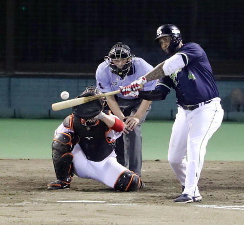 巨人対ヤクルト　5回表ヤクルト無死、左越えソロ本塁打を放つバレンティン（撮影・垰建太）