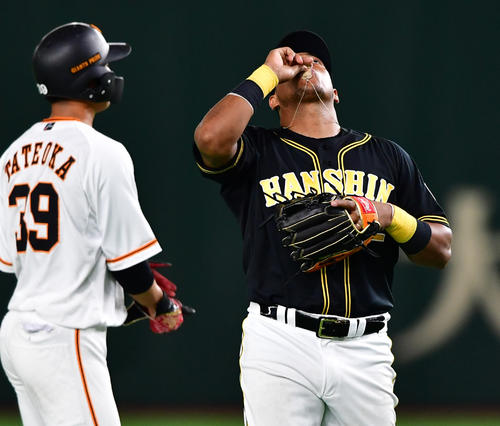 巨人対阪神　巨人に勝利し家族写真にキスをするヤンハービス・ソラーテ（撮影・清水貴仁）