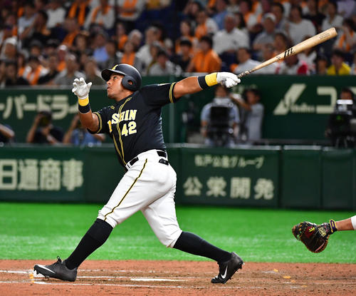 26日、本塁打を放つ阪神ソラーテ