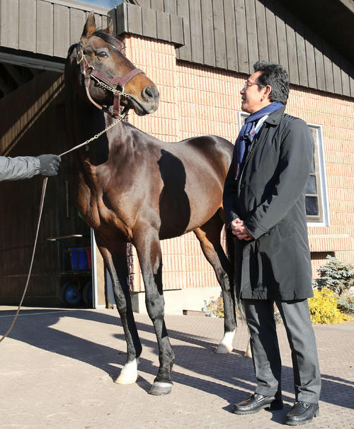 16年1月、ディープインパクトを見つめる日本ハム栗山監督