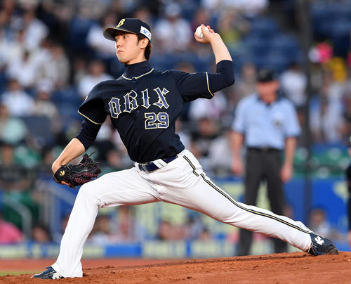 ロッテ対オリックス　オリックス先発で力投する田嶋（撮影・滝沢徹郎）