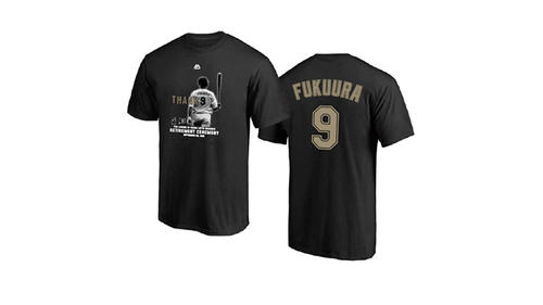 ロッテ福浦引退記念グッズの福浦THANK9Tシャツ（球団提供）