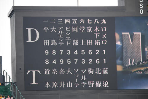 阪神対中日　阪神対中日スタメン（撮影・奥田泰也）