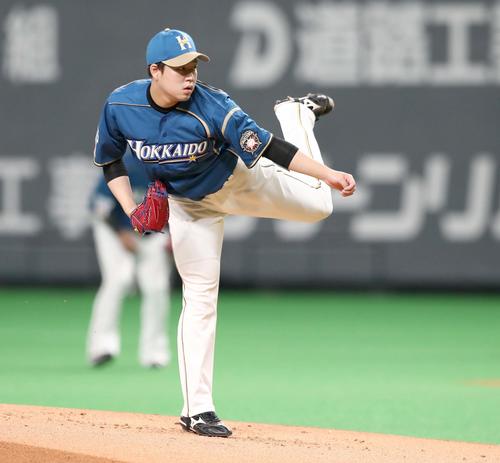 日本ハム対オリックス　日本ハム先発の堀（撮影・黒川智章）