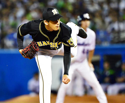 ヤクルト対阪神　6回から登板する能見篤史（撮影・清水貴仁）