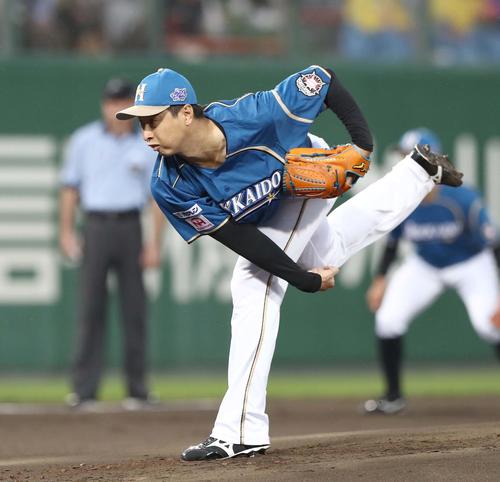 日本ハム対オリックス　日本ハム先発の村田（撮影・黒川智章）