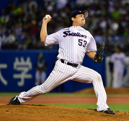 ヤクルト対阪神　9回に登板する五十嵐亮太（撮影・清水貴仁）