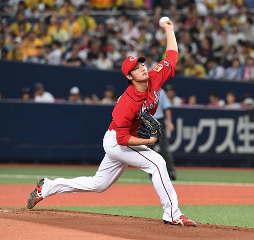 10日、先発した広島床田（撮影・奥田泰也）