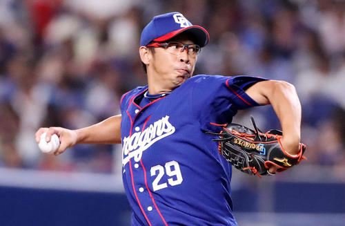 中日対阪神　阪神戦に先発する山井（撮影・加藤哉）