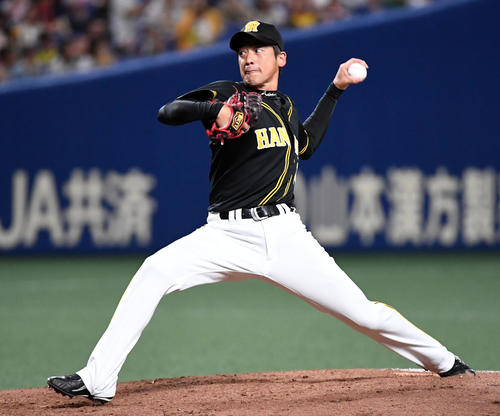 阪神2番手の能見（撮影・前岡正明）