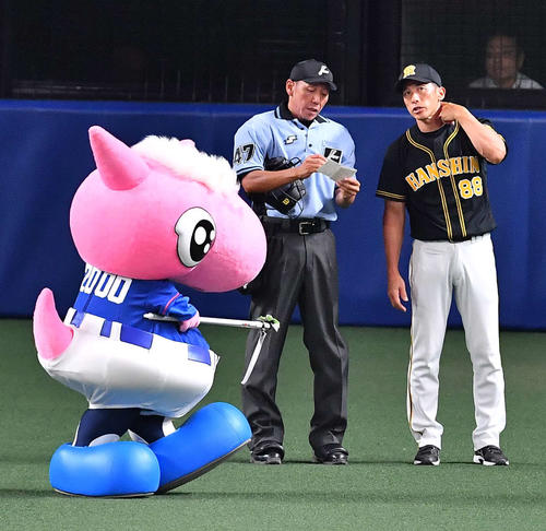 中日対阪神　7回投手交代を告げる矢野監督（撮影・上田博志）