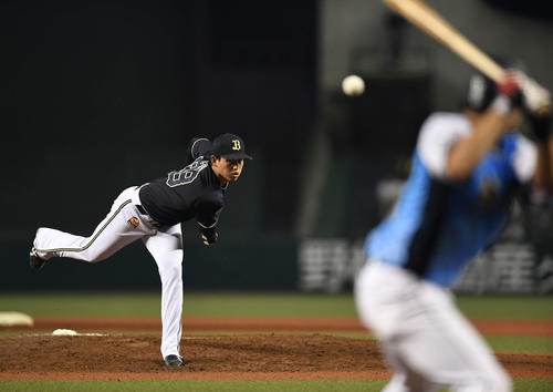 西武対オリックス　先発し力投するオリックス張（撮影・鈴木みどり）