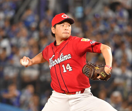 DeNA対広島戦　好投する広島大瀬良（撮影・柴田隆二）