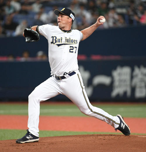 オリックス対ロッテ　オリックス先発のアルバース（撮影・渦原淳）