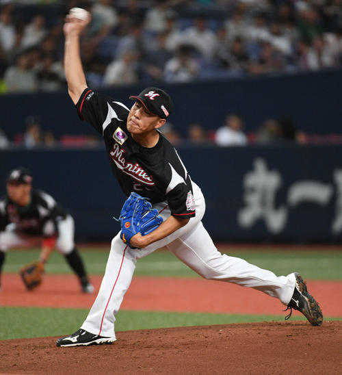 オリックス対ロッテ　ロッテ先発の西野（撮影・渦原淳）