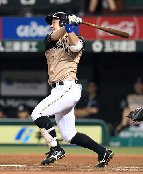 西武対日本ハム　4回表日本ハム1死一塁、左越えに10号2点本塁打を放つ渡辺（撮影・たえ見朱実）