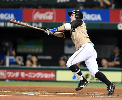 西武対日本ハム　4回表日本ハム1死一塁、左越えに10号2点本塁打を放つ渡辺（撮影・たえ見朱実）