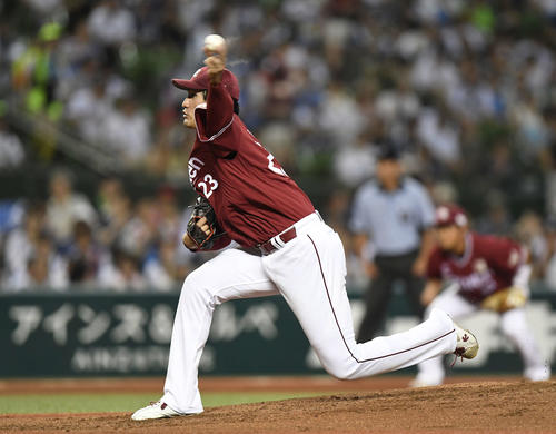 西武対楽天　先発し力投する楽天弓削（撮影・鈴木みどり）