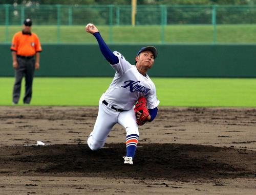 北海道教大旭川対苫小牧駒大　7回無安打無失点11奪三振と好投した大学日本代表の苫小牧打駒大エース伊藤大海（撮影・永野高輔）