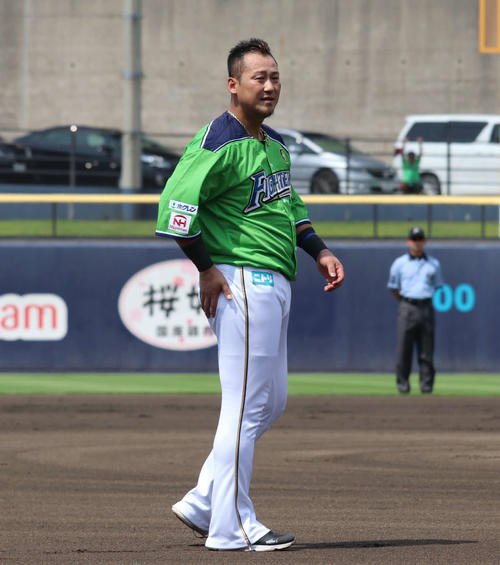 イースタン・リーグ　日本ハム対DeNA　4番一塁で先発し、2打数1安打とした日本ハム中田（撮影・山崎純一）